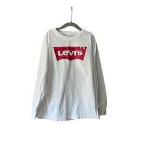 Levi's Boy's Round-Neck T-Shirt Long Sleeves Cotton Casual White Size S 8-10Y